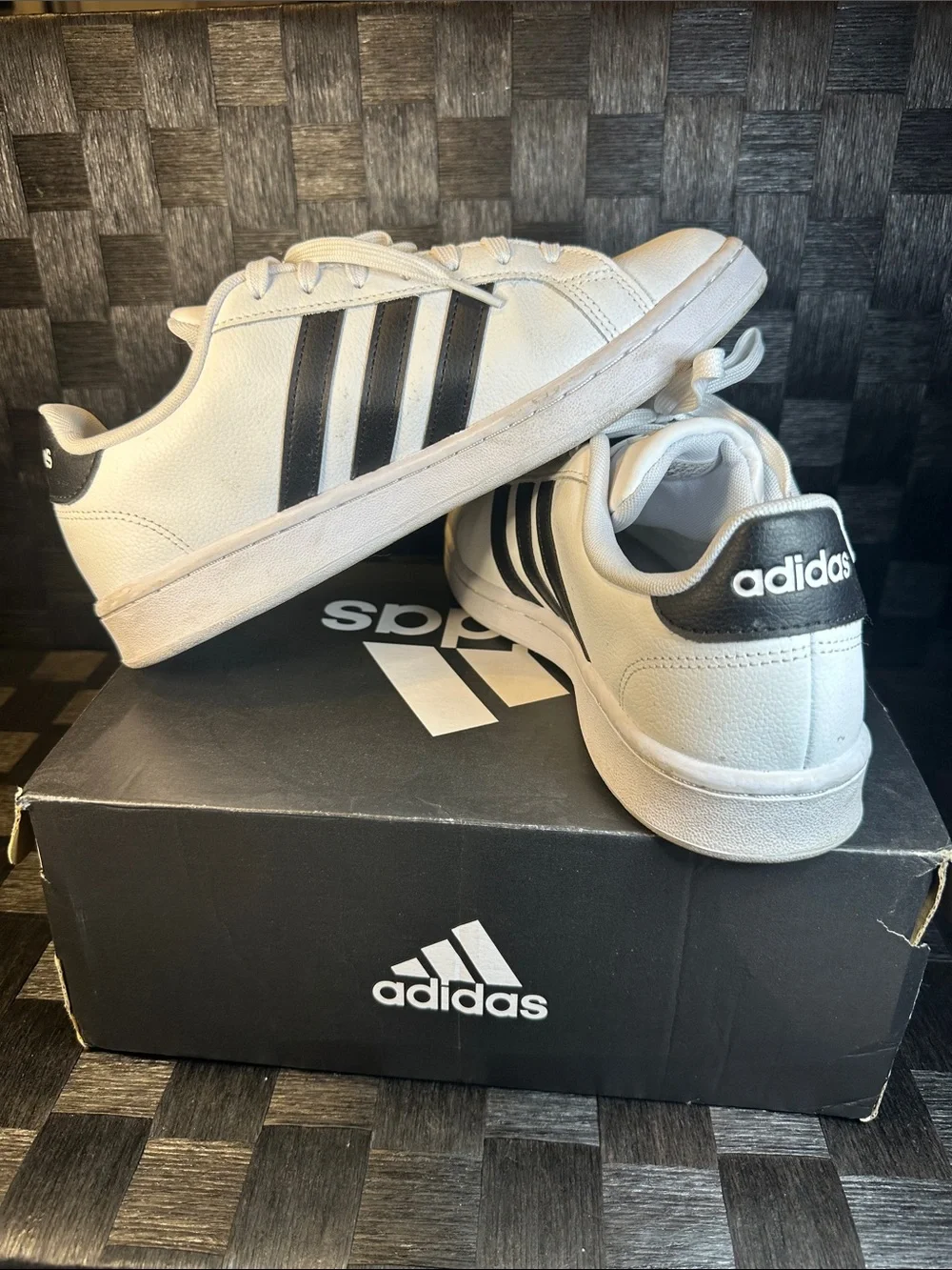 adidas Men’s White Sneakers with Black Stripes